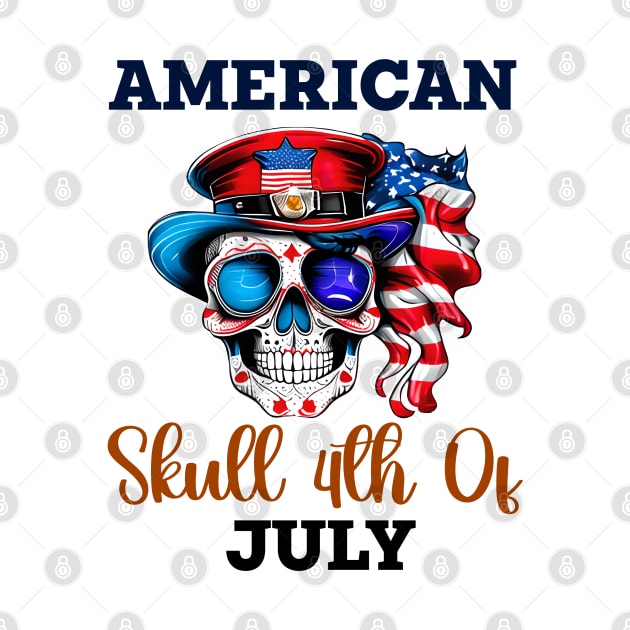 Patriotic Skull in Stylish Hat & Glasses by coollooks