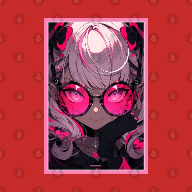 Aesthetic Anime Girl Pink Rosa Black | Quality Aesthetic Anime Design | Premium Chibi Manga Anime Art by AlNoah