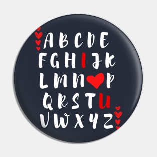 ABC I Love You English Teacher Valentines Day Pin