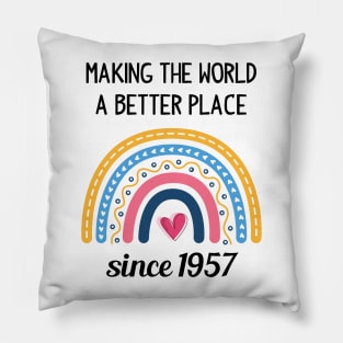 Making The World Better Since 1957 66th Birthday 66 Years Old Pillow