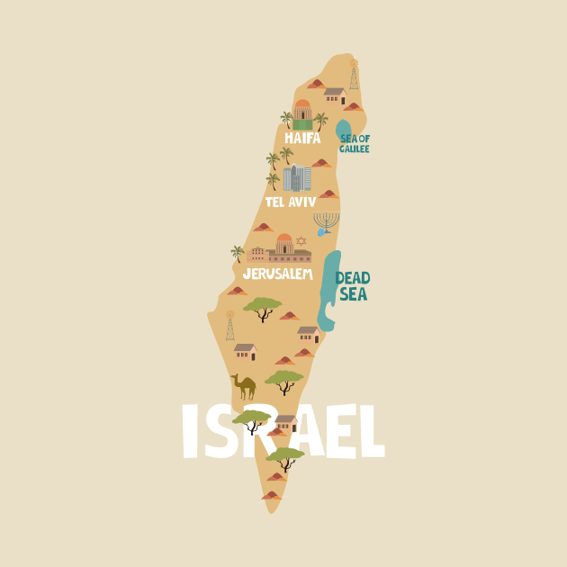 Israel Illustrated Map by JunkyDotCom