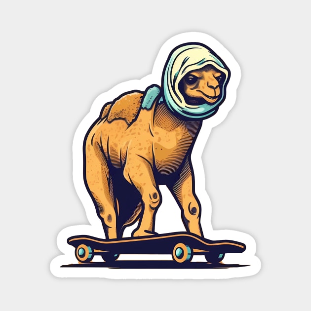 Humpy Thrills: Skateboarding Camel with Desert Swagger Magnet by TeeTopiaNovelty