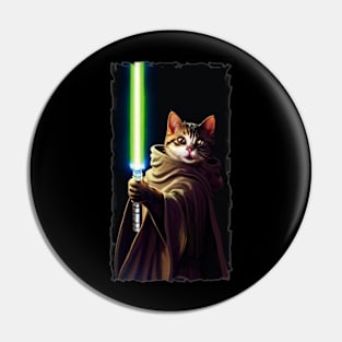 Fun Cat Print ~ AI Art ~ Fantasy Cat ~ Sci-fi Cat ~ Cats with Lightsabers Pin