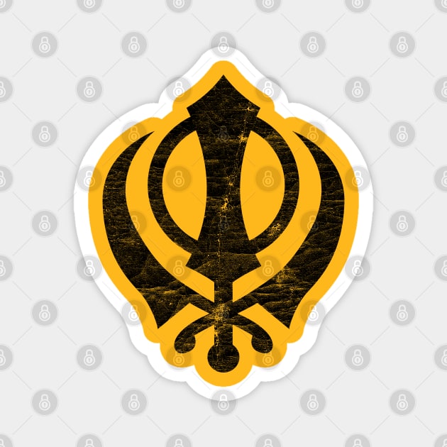 Khanda (Sikh symbol) -  Vintage Faded Style Design Magnet by DankFutura