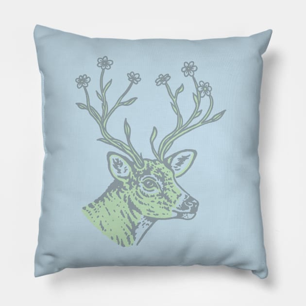 Deer head art Pillow by Iambolders