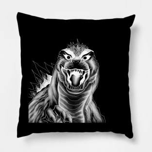 gojira in the mist ecopop wild kaiju art Pillow