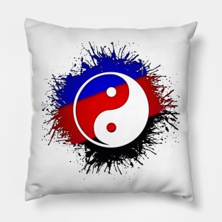 Paint Splatter Polyamory Pride Flag Yin and Yang Symbol Pillow