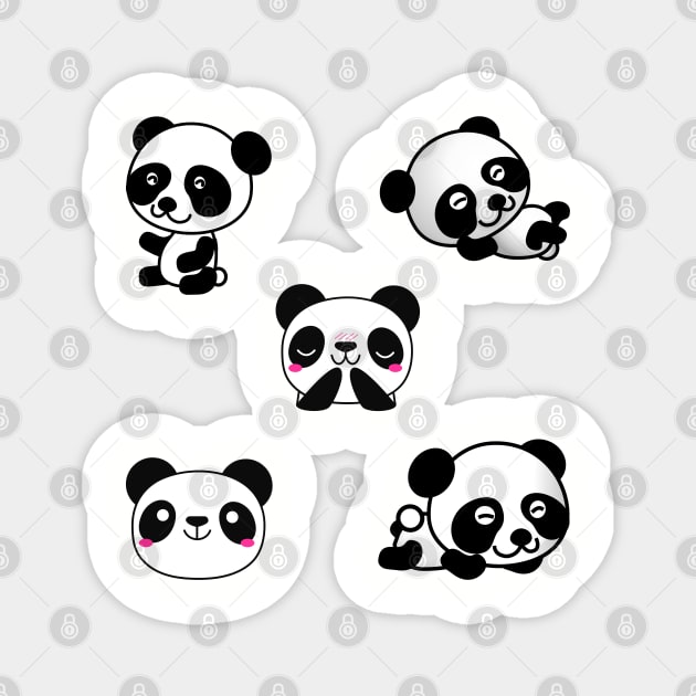 Cute And Playful Panda Sticker Pack Magnet by AishwaryaMathur