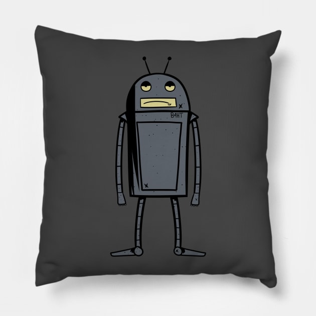 A little robot named B4HT. Pillow by jonlewisdrawsthings