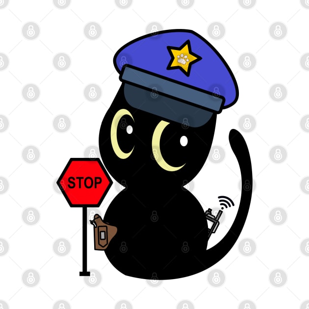 Funny Black Cat Policeman by Pet Station