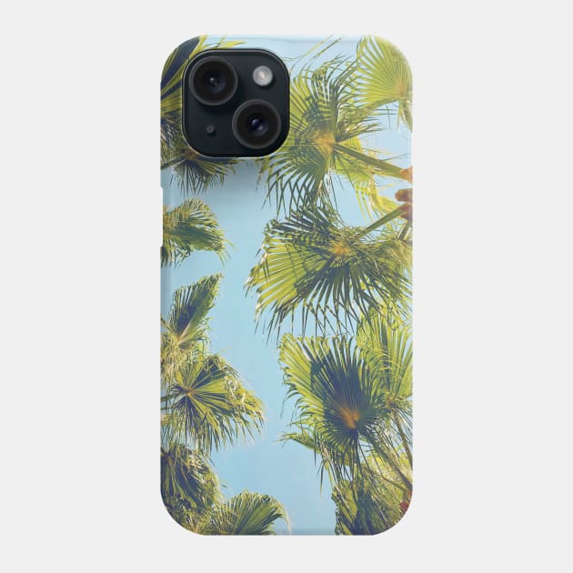 Pretty picture of a Palm Tree. Pretty Palm Trees Photography design with blue sky Phone Case by BoogieCreates