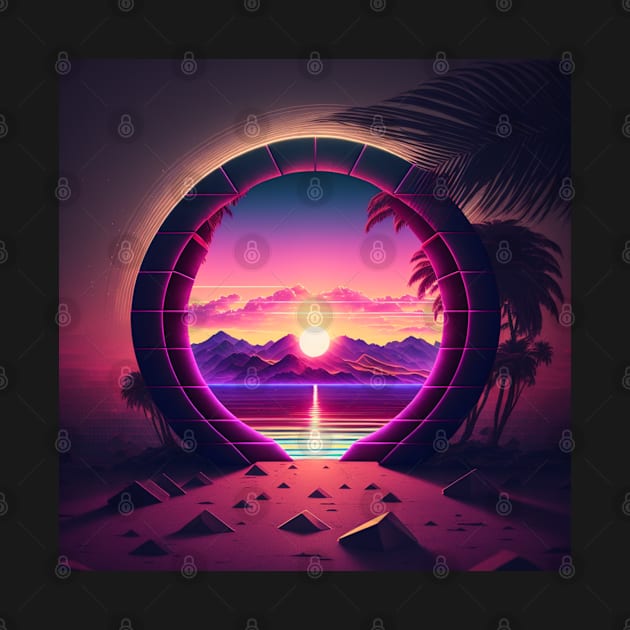 Portal on a synthwave beach by SJG-digital