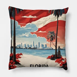 Florida United States of America Tourism Vintage Poster Pillow