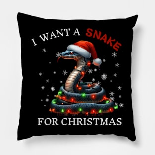 I Want a Snake For Christmas Funny Santa  Snake Christmas Pillow