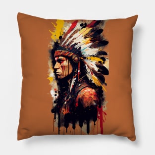 Native American Warrior V2 Pillow