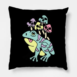 Frog and mushrooms skull Pillow