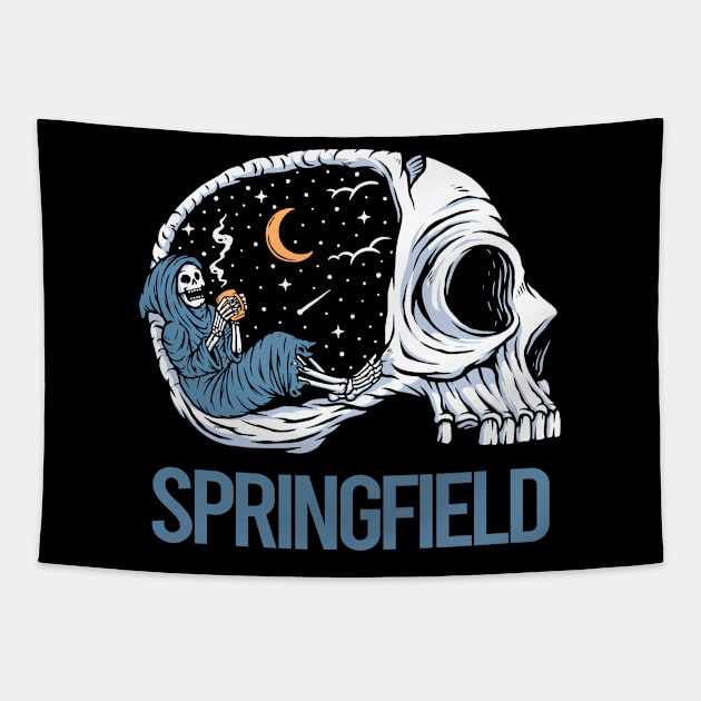 Chilling Skeleton Springfield Tapestry by flaskoverhand