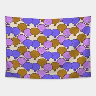 Puff balls Mushroom Surface pattern in golden brown, purple and pink Tapestry