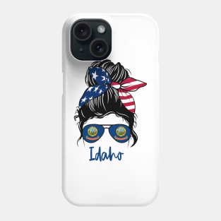 Idaho girl Messy bun , American Girl , Idaho Flag Phone Case