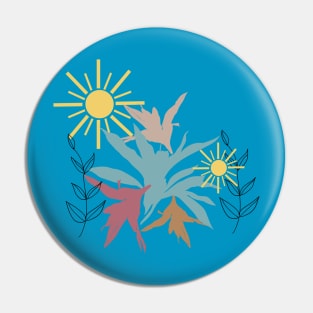 Boho style leaves sunny colorful pattern design Pin