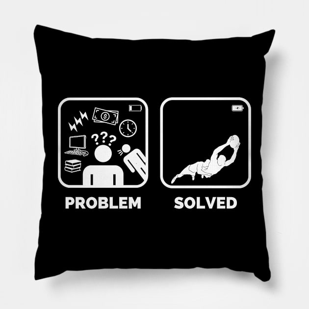 Problem solved Rugby Funny Meme Pillow by Lottz_Design 