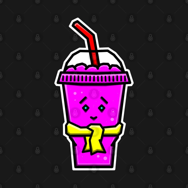 Cute and Cold Ice Slushie in Pink Strawberry Flavour with a Scarf - Pink Slushy by Bleeding Red Paint