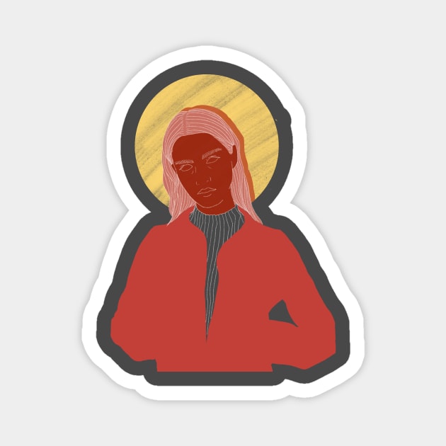 woman with a jacket Magnet by serotonine