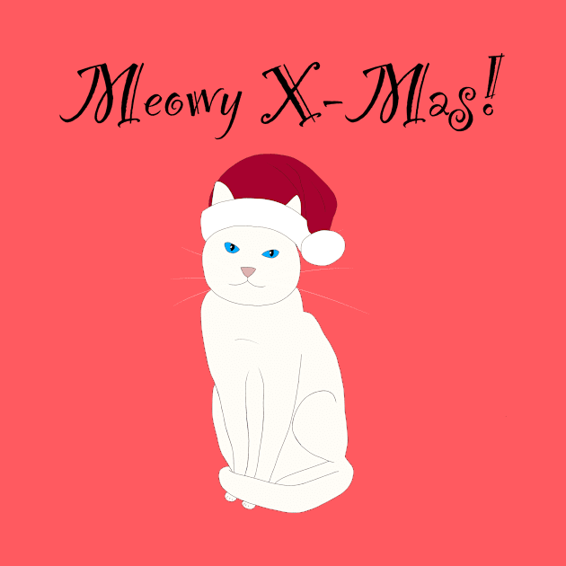 Meowy X-mas santa hat - white by Lian's designs