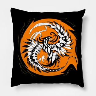 the orange flames phoenix bird ecopop in mexican patterns Pillow