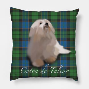 coton de tulear tartan Pillow