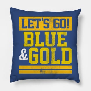 Let's Go Blue & Gold Team Favorite Colors Vintage Game Day Pillow