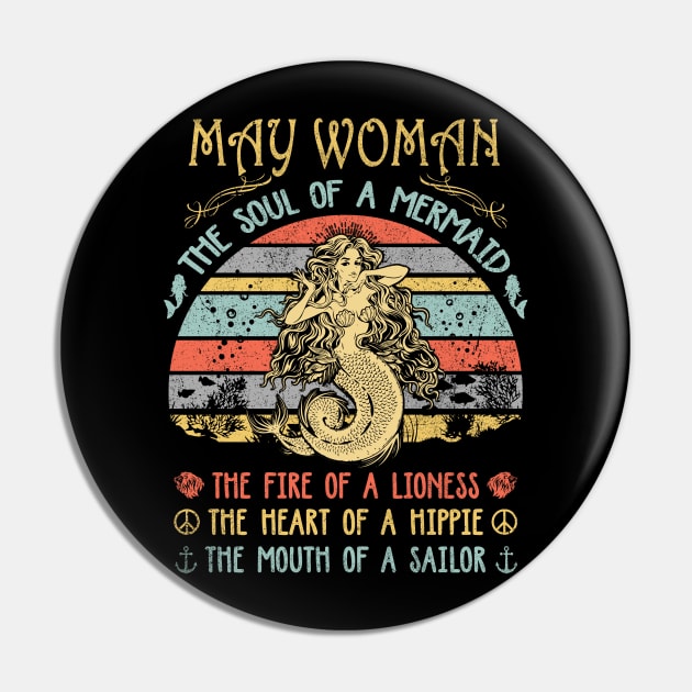May Woman The Soul Of A Mermaid Vintage Birthday Gift Pin by Tilida2012