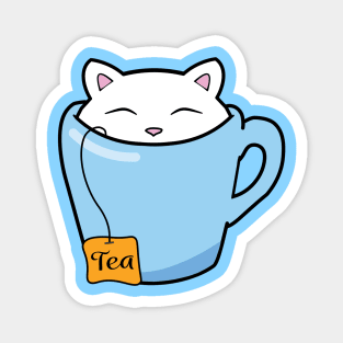 Cat in a blue cup of tea Magnet