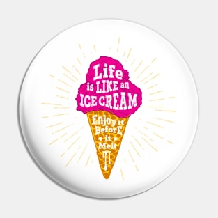 Bright Creative Ice Cream Illustration With Lettering. Summer Time Pin