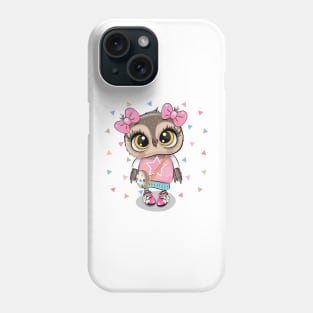 Cute little owl with bows and purse Phone Case