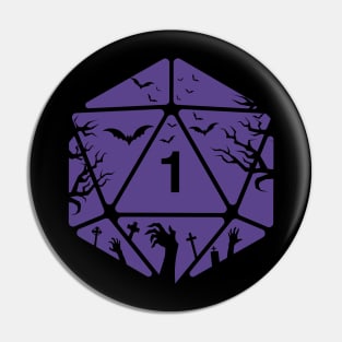 Spooky Polyhedral D20 Dice Tabletop RPG Gaming Halloween Special Pin