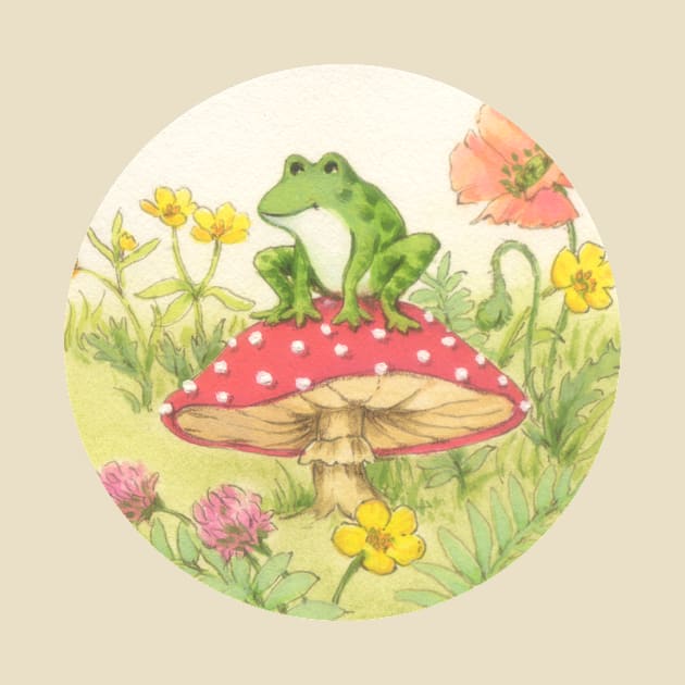 Froggie on mushroom by dottielamb