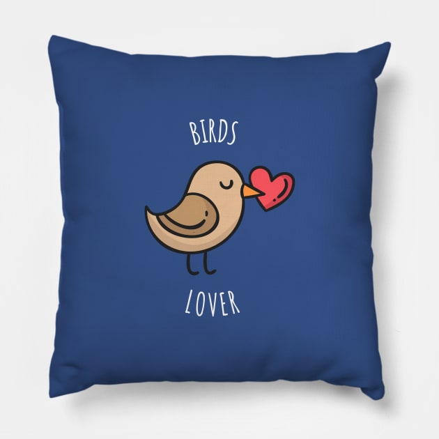 Birds Lover Cute Pillow by Printnation