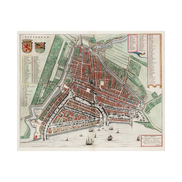 Vintage Map of Rotterdam Netherlands (1649) 2 by Bravuramedia