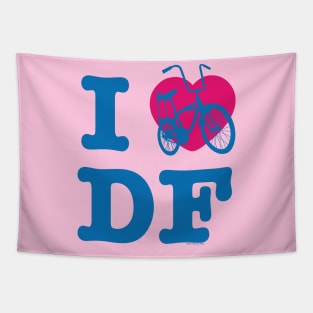 I Love Cycling DF / Yo Amo andar en Bicicleta en el DF Blue Pink / Chilango Pride / Orgullo Chilango Graphic Tapestry