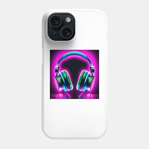 Retro Headphones Holographic Phone Case by musicgeniusart