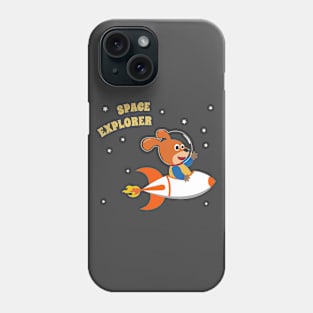 cute dog astronaut play with his rocket Phone Case