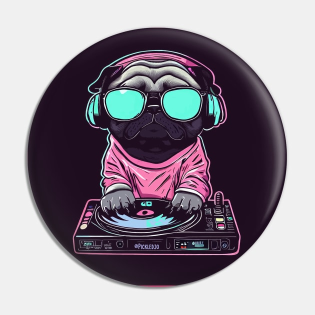 Pug DJ Dark Pin by Pickledjo