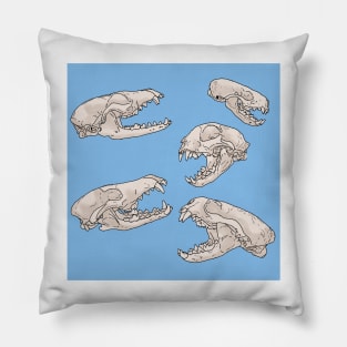 North American Predator Skulls Blue Pillow
