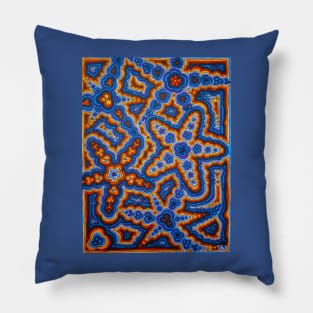 Blue & Orange Light Flower Bursts Pillow