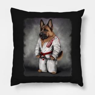 German Shepherd Dog Judo Karate Master in White Judo Pillow