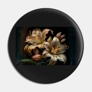 Rococo Style Lilies Pin