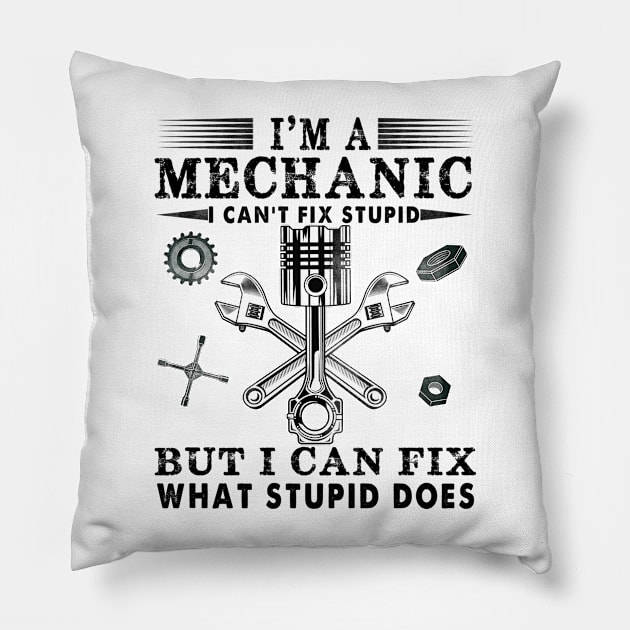 Funny Mechanic For Men Dad Car Auto Diesel Automobile Garage Pillow by The Design Catalyst