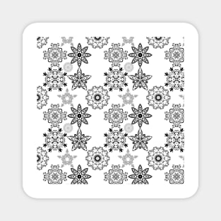 Black and White Floral Pattern Magnet