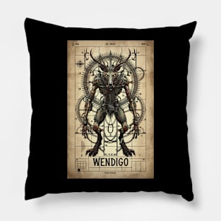 Mechanical steampunk wendigo Pillow